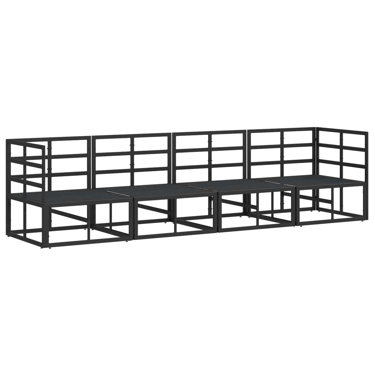 vidaXL Tuin Sofa Set met kussen 4 pcs Zwart Aluminium