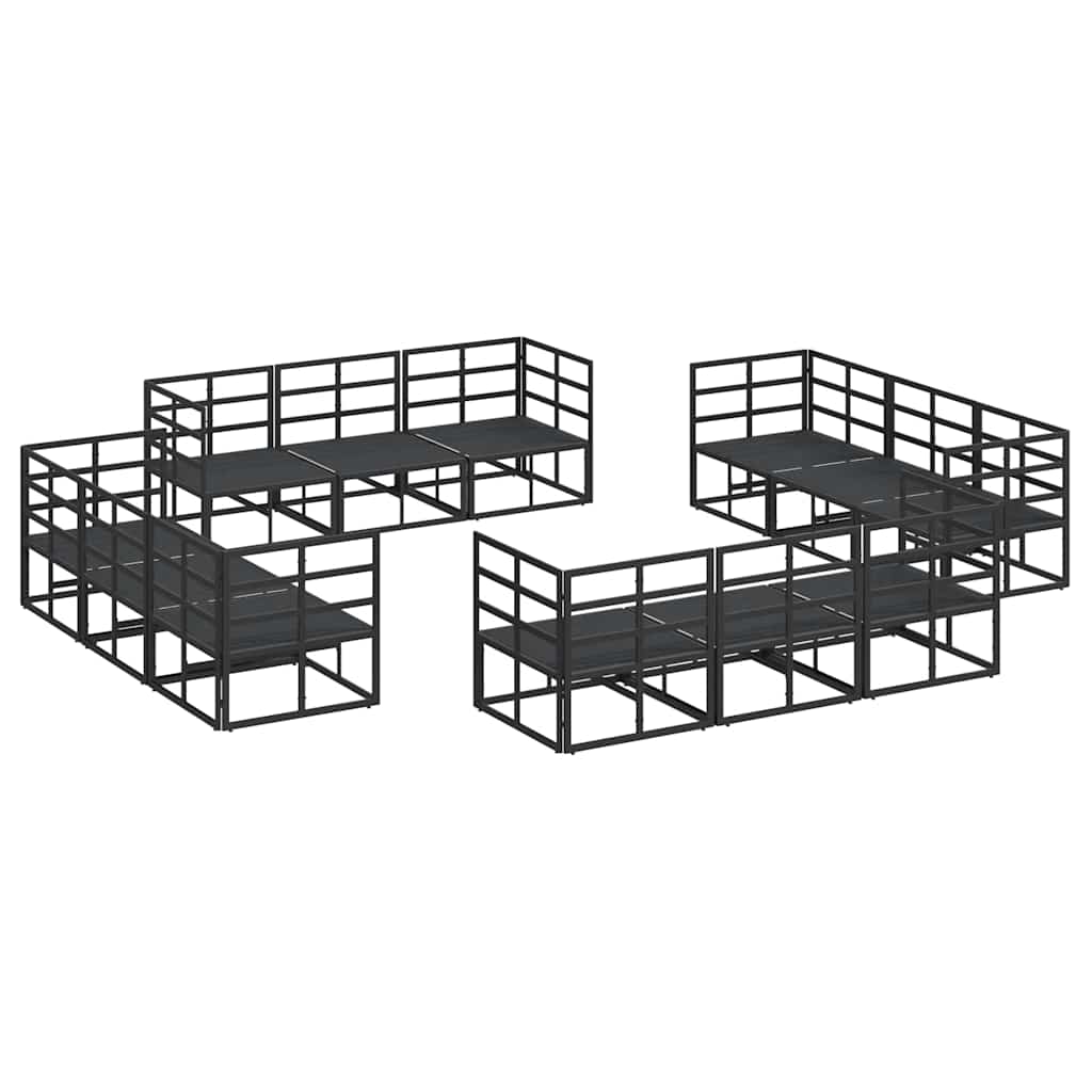 vidaXL Tuin Sofa Set met kussen 12 pcs Zwart Aluminium