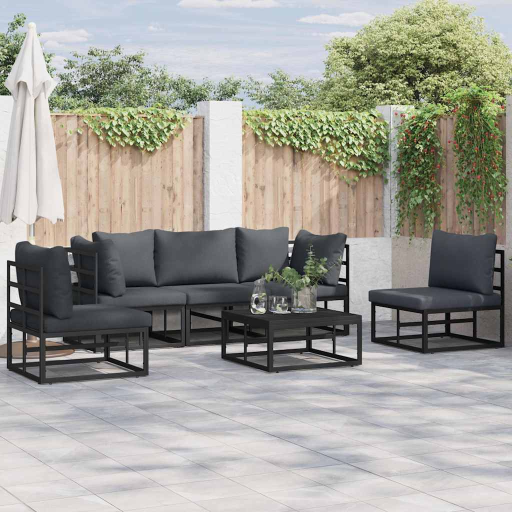 vidaXL Tuin Sofa Set met kussen 5 pcs Zwart Aluminium