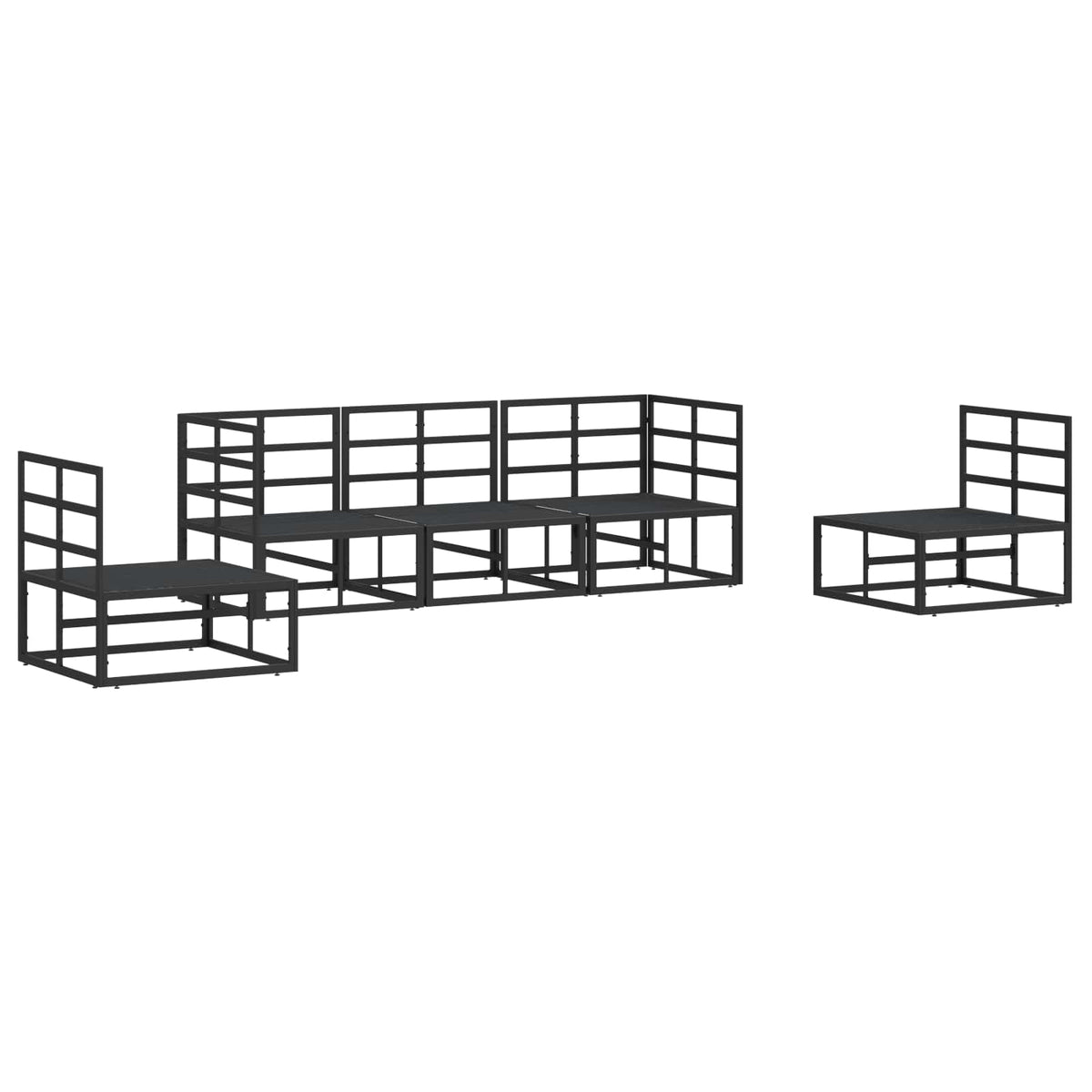 vidaXL Tuin Sofa Set met kussen 5 pcs Zwart Aluminium