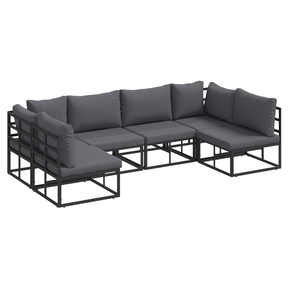 vidaXL Tuin Sofa Set met kussen 6 pcs Zwart Aluminium