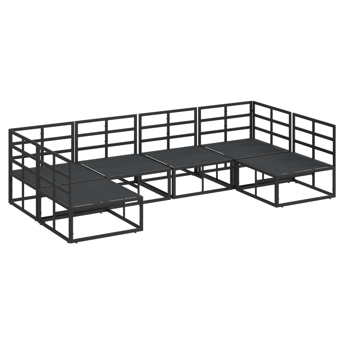 vidaXL Tuin Sofa Set met kussen 6 pcs Zwart Aluminium