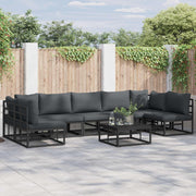 vidaXL Tuin Sofa Set met kussen 7 pcs Zwart Aluminium