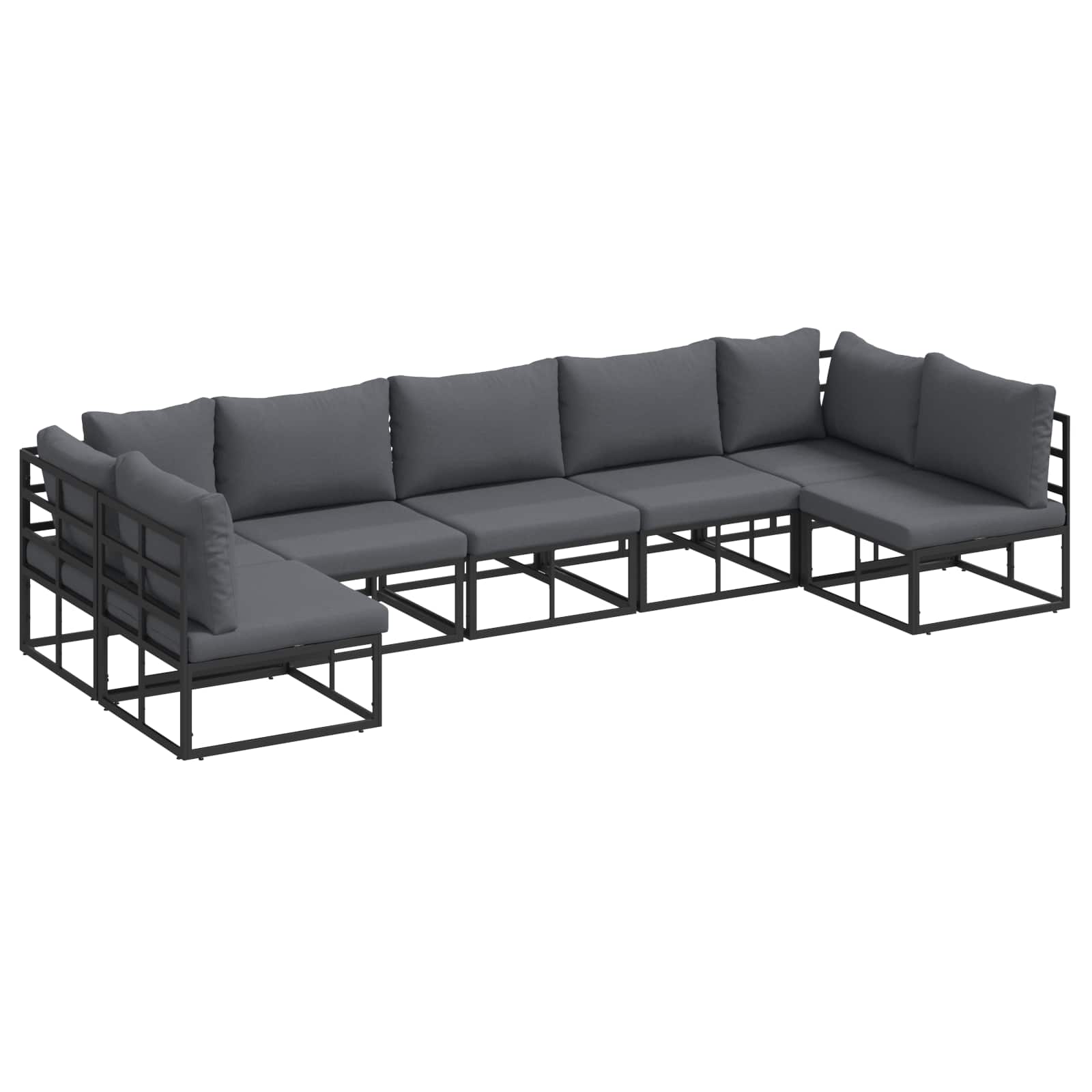 vidaXL Tuin Sofa Set met kussen 7 pcs Zwart Aluminium