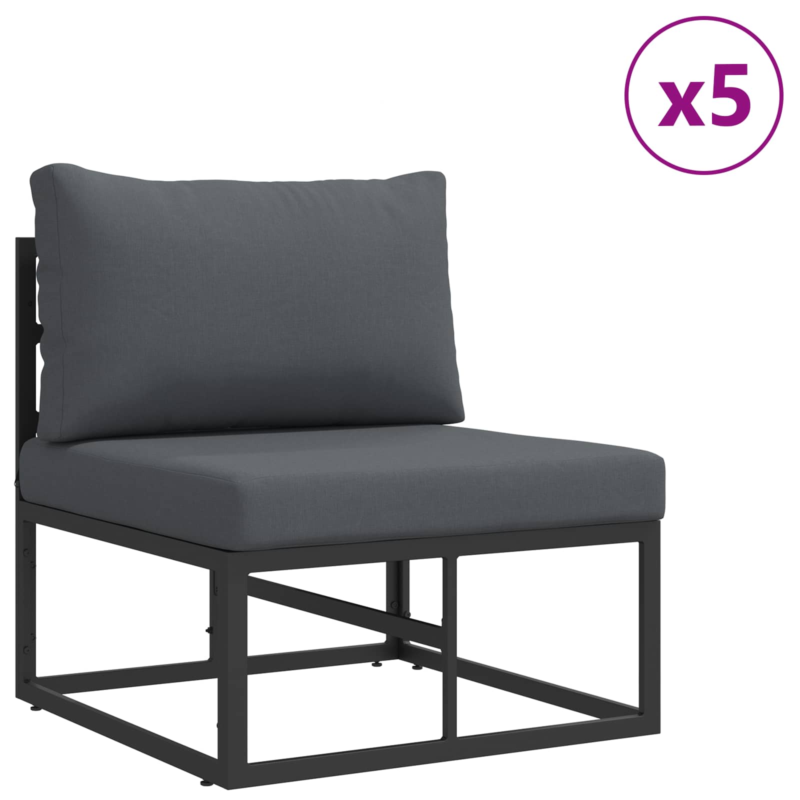 vidaXL Tuin Sofa Set met kussen 7 pcs Zwart Aluminium