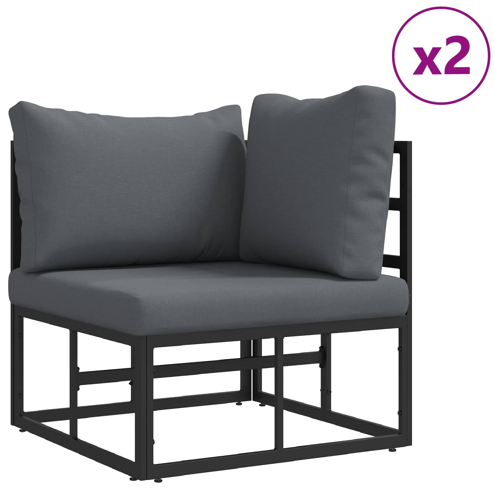 vidaXL Tuin Sofa Set met kussen 7 pcs Zwart Aluminium