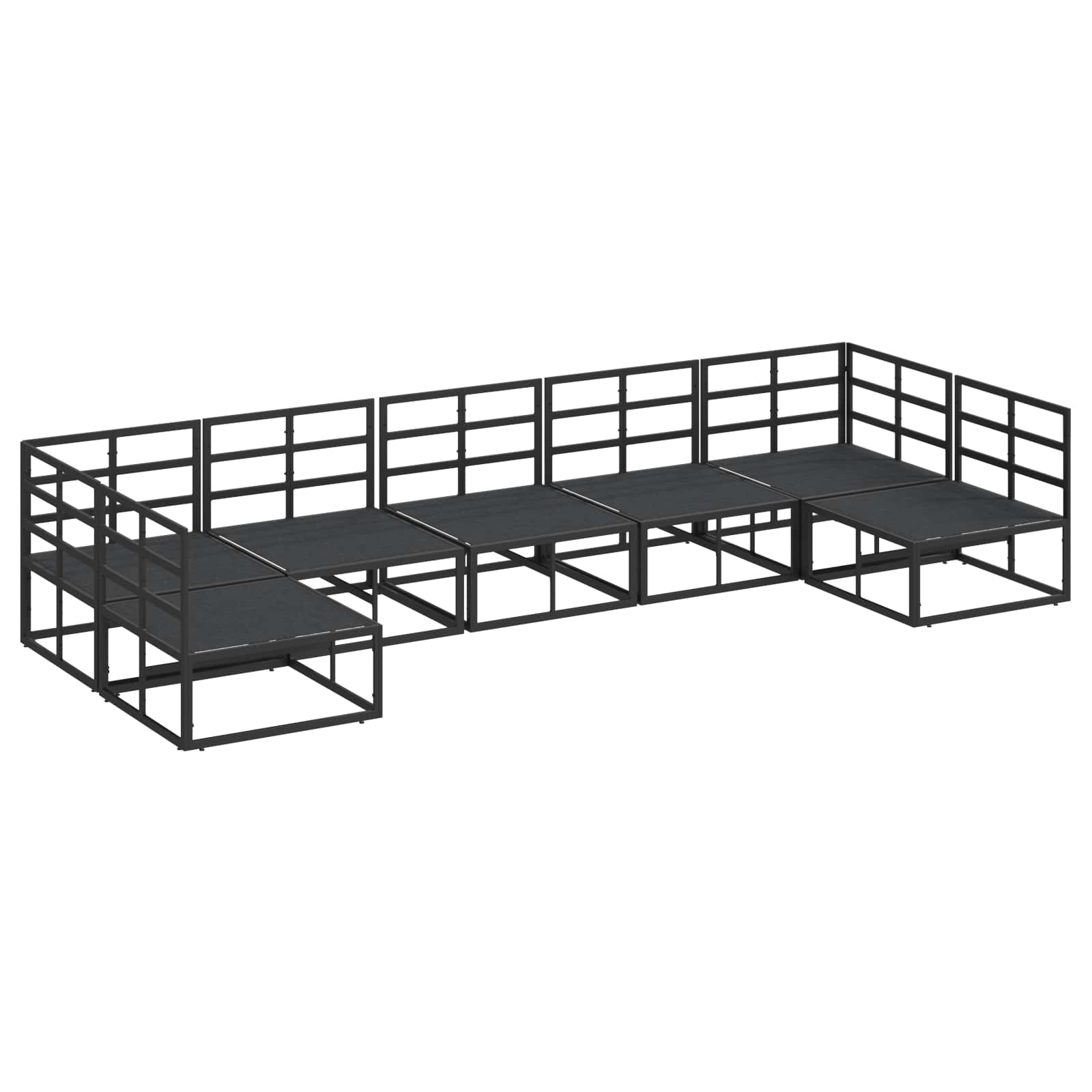 vidaXL Tuin Sofa Set met kussen 7 pcs Zwart Aluminium