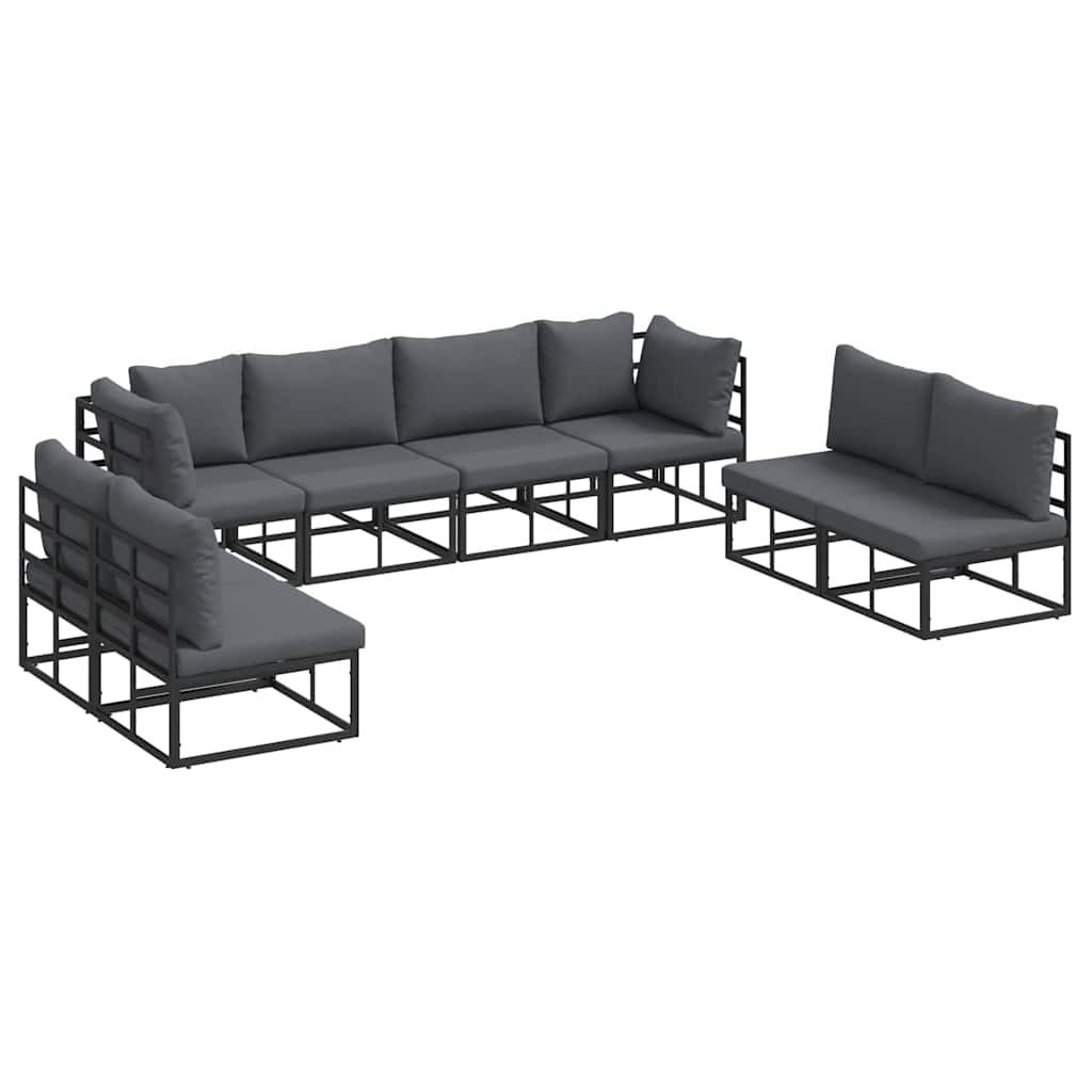 vidaXL Tuin Sofa Set met kussen 8 pcs Zwart Aluminium