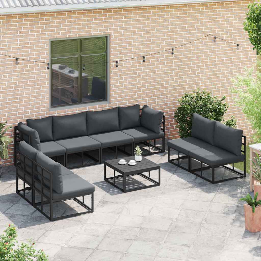 vidaXL Tuin Sofa Set met kussen 8 pcs Zwart Aluminium