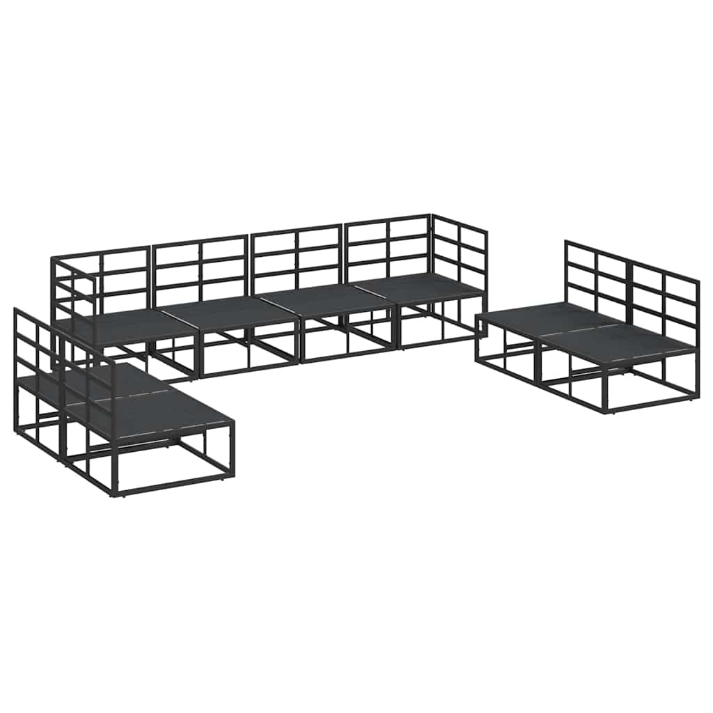 vidaXL Tuin Sofa Set met kussen 8 pcs Zwart Aluminium