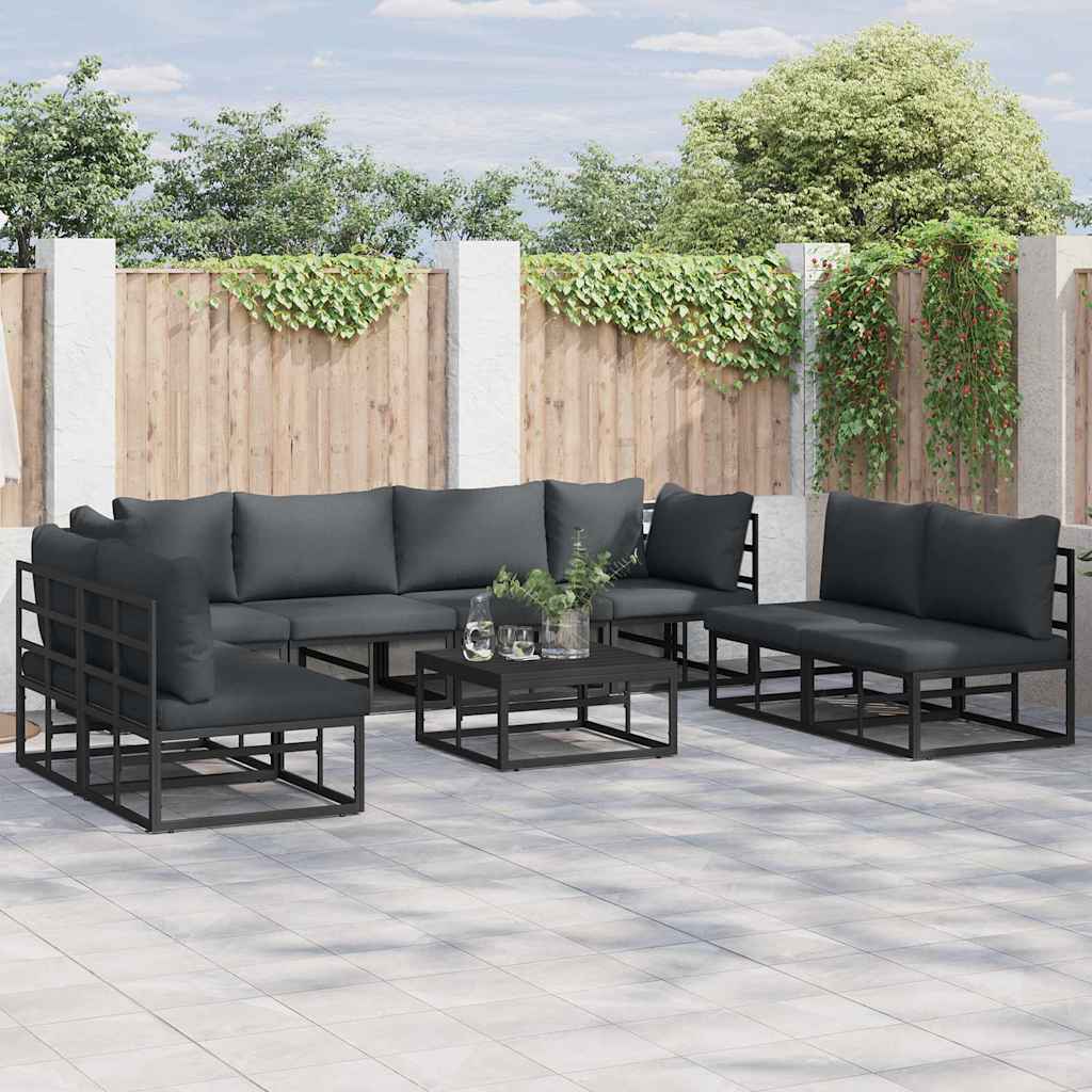 vidaXL Tuin Sofa Set met kussen 8 pcs Zwart Aluminium
