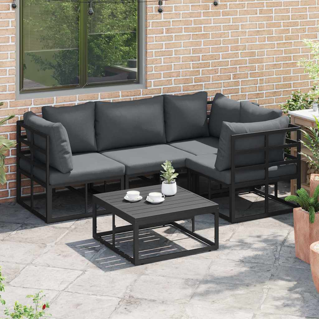 vidaXL Tuin Sofa Set met kussen 4 pcs Zwart Aluminium