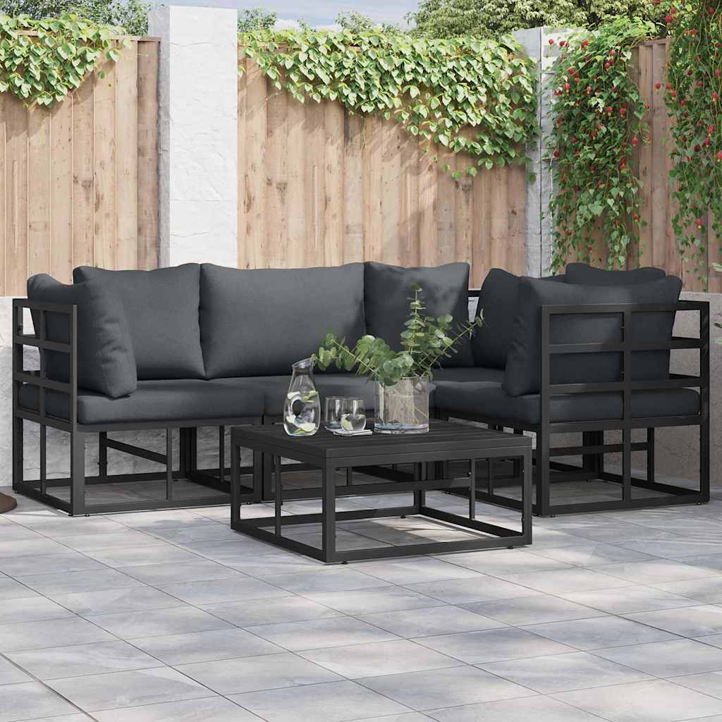 vidaXL Tuin Sofa Set met kussen 4 pcs Zwart Aluminium