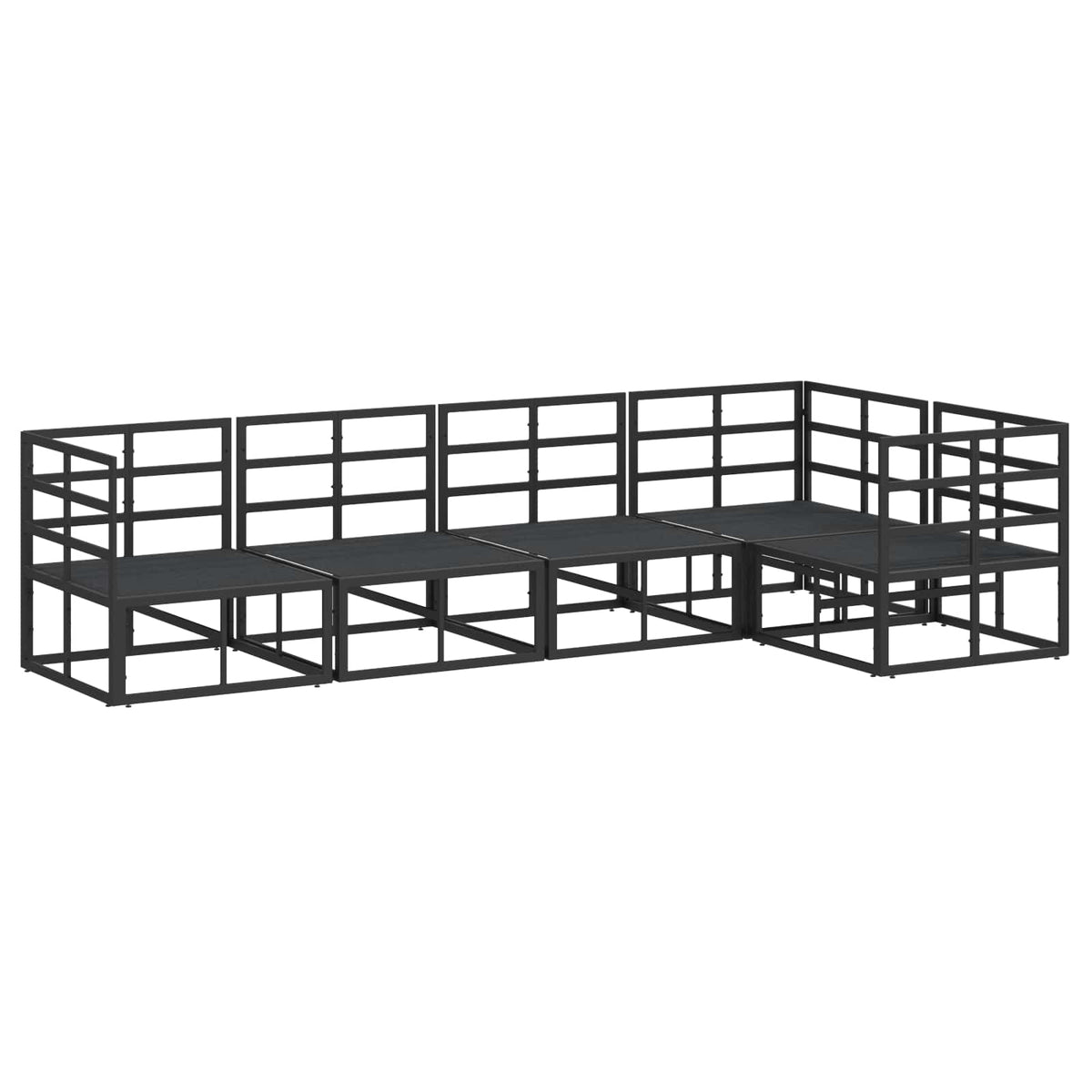 vidaXL Tuin Sofa Set met kussen 5 pcs Zwart Aluminium