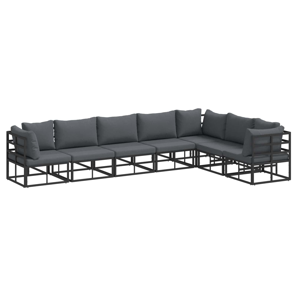 vidaXL Tuin Sofa Set met kussen 7 pcs Zwart Aluminium