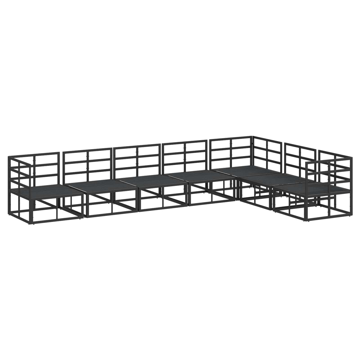 vidaXL Tuin Sofa Set met kussen 7 pcs Zwart Aluminium