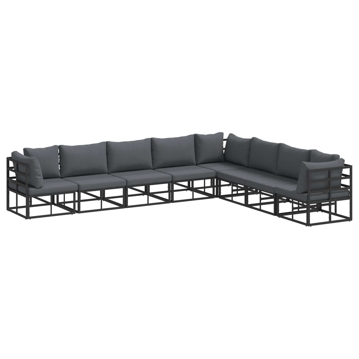 vidaXL Tuin Sofa Set met kussen 8 pcs Zwart Aluminium