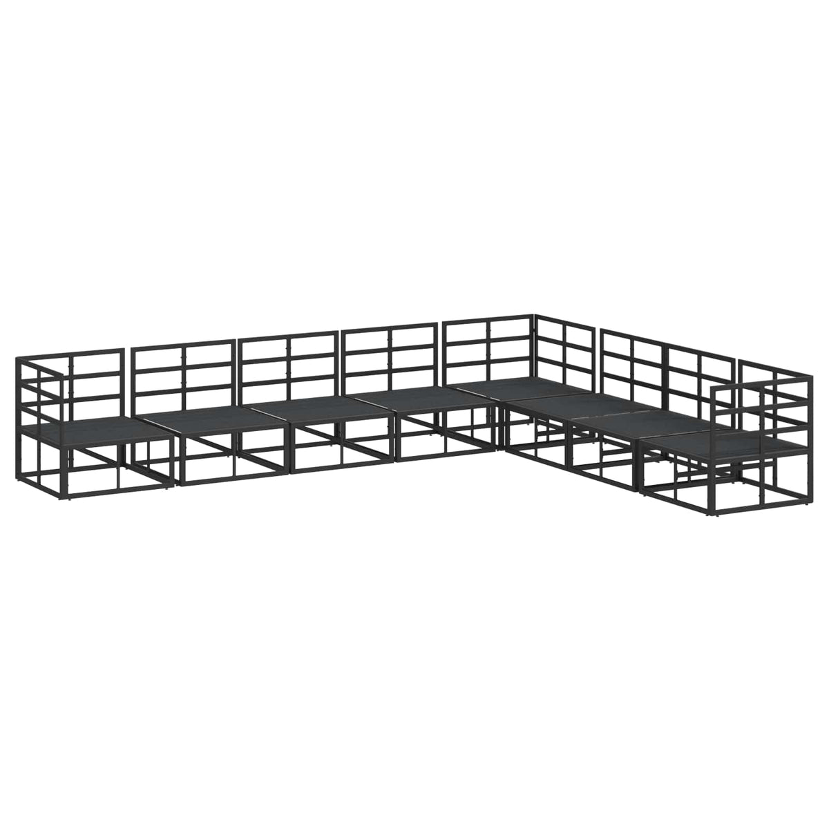 vidaXL Tuin Sofa Set met kussen 8 pcs Zwart Aluminium