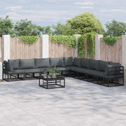 vidaXL Tuin Sofa Set met kussen 9 pcs Zwart Aluminium