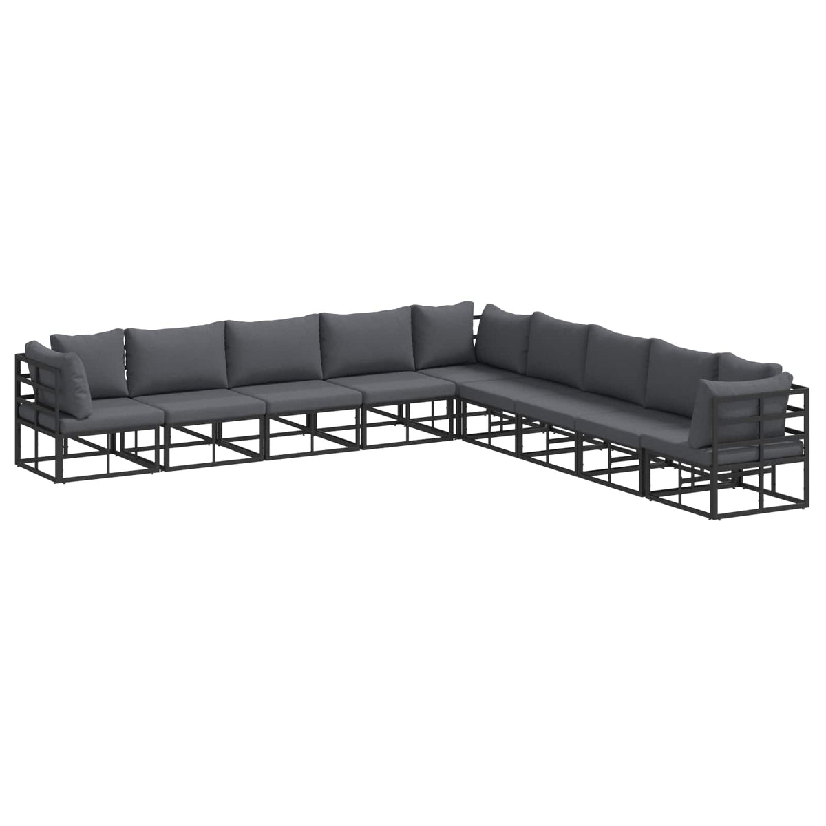 vidaXL Tuin Sofa Set met kussen 9 pcs Zwart Aluminium