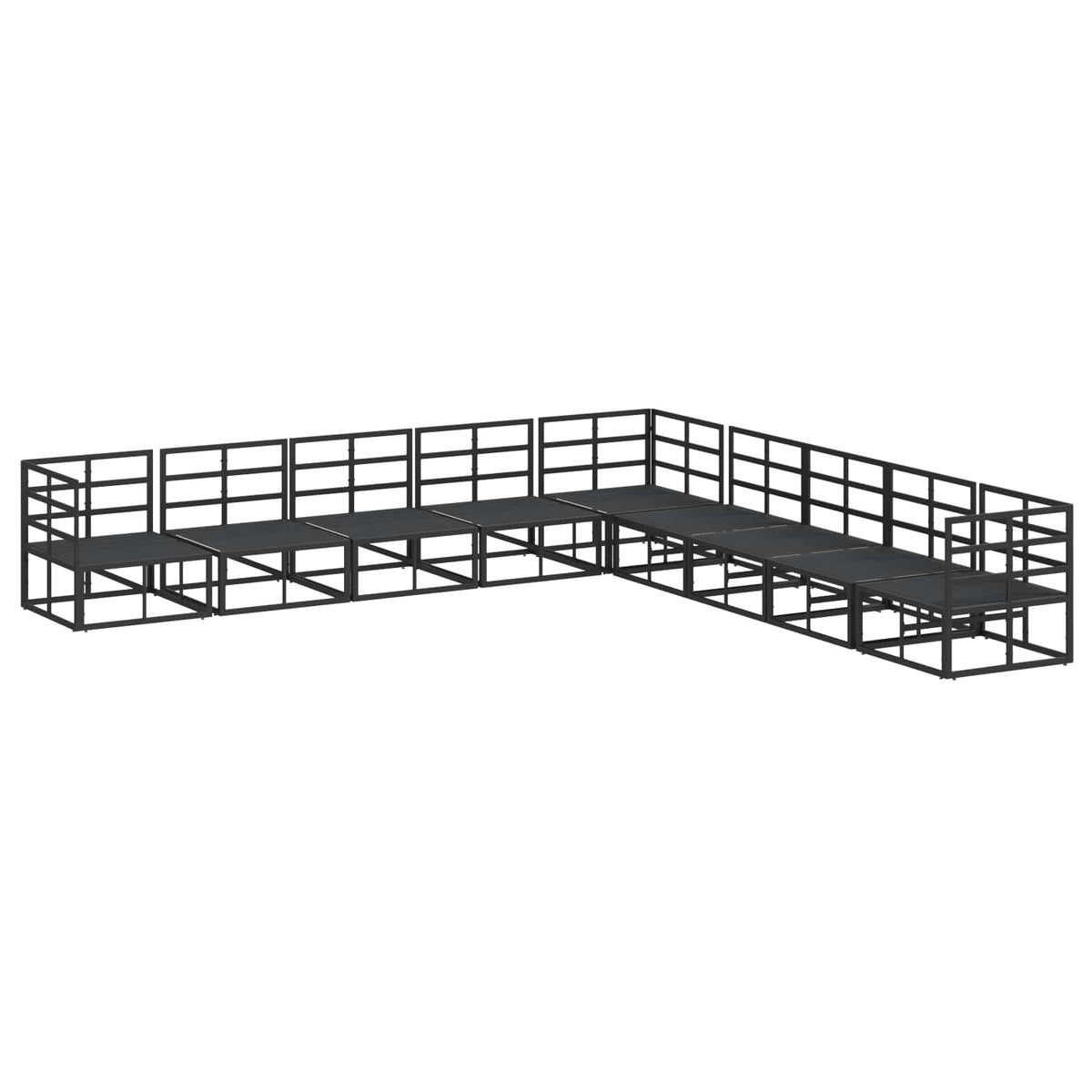 vidaXL Tuin Sofa Set met kussen 9 pcs Zwart Aluminium