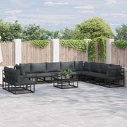 vidaXL Tuin Sofa Set met kussen 10 pcs Zwart Aluminium