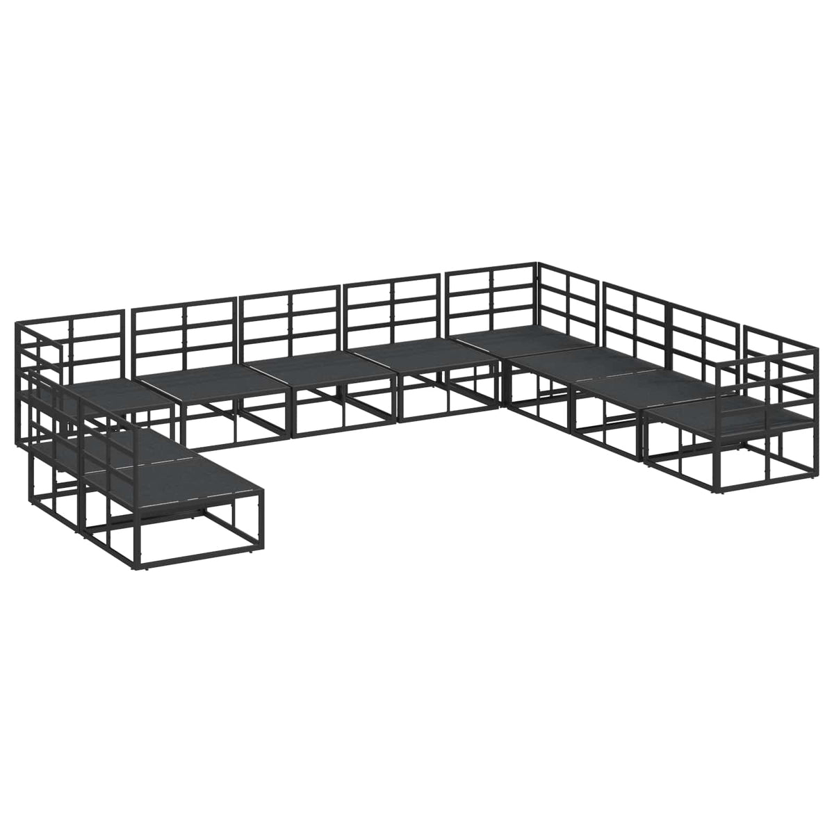 vidaXL Tuin Sofa Set met kussen 10 pcs Zwart Aluminium