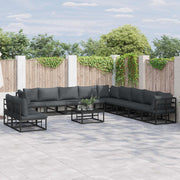 vidaXL Tuin Sofa Set met kussen 11 pcs Zwart Aluminium
