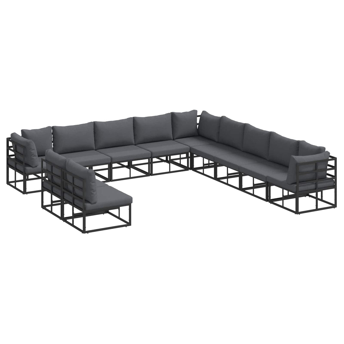 vidaXL Tuin Sofa Set met kussen 11 pcs Zwart Aluminium