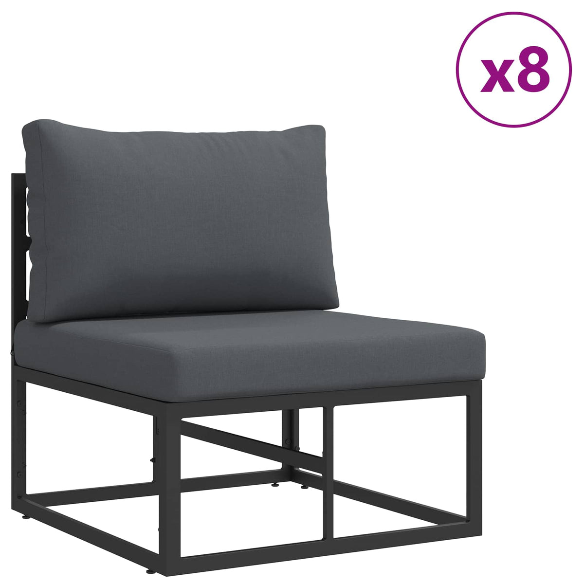 vidaXL Tuin Sofa Set met kussen 11 pcs Zwart Aluminium