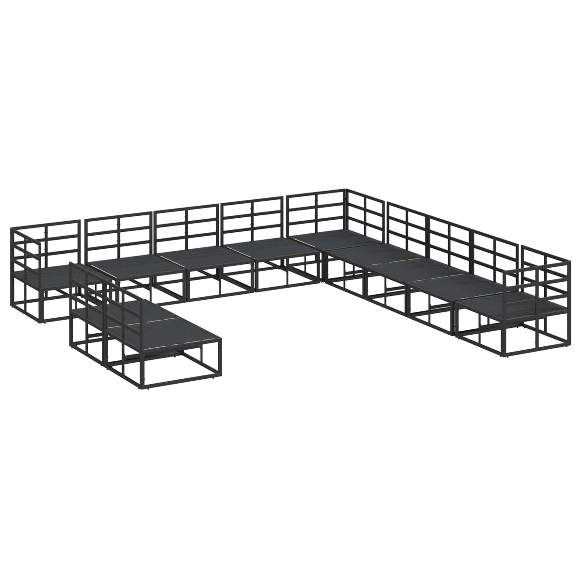 vidaXL Tuin Sofa Set met kussen 11 pcs Zwart Aluminium