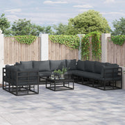 vidaXL Tuin Sofa Set met kussen 9 pcs Zwart Aluminium
