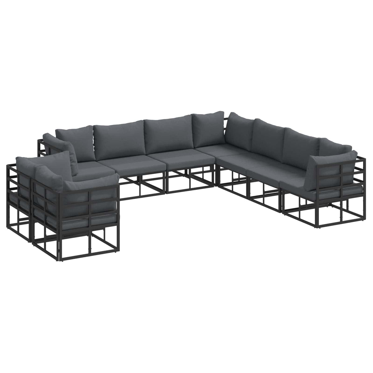 vidaXL Tuin Sofa Set met kussen 9 pcs Zwart Aluminium