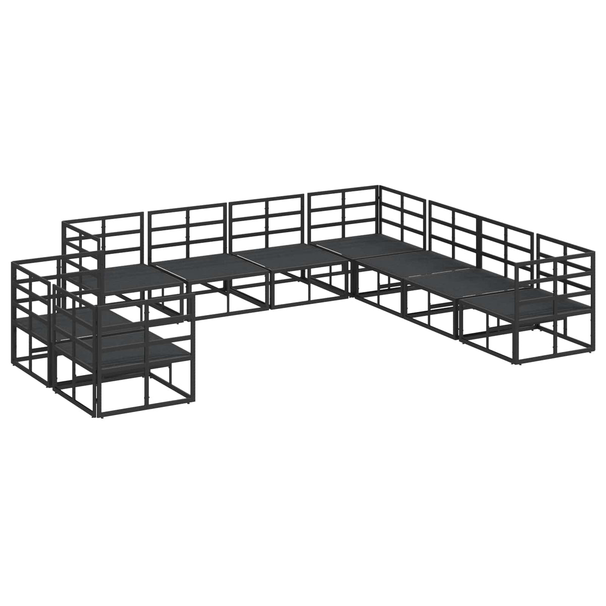 vidaXL Tuin Sofa Set met kussen 9 pcs Zwart Aluminium