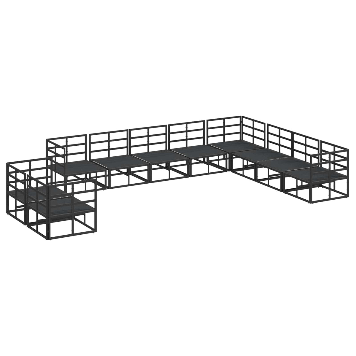 Tuin Sofa Set met kussen 10 pcs Zwart Aluminium