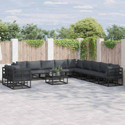 Tuin Sofa Set met kussen 11 pcs Zwart Aluminium
