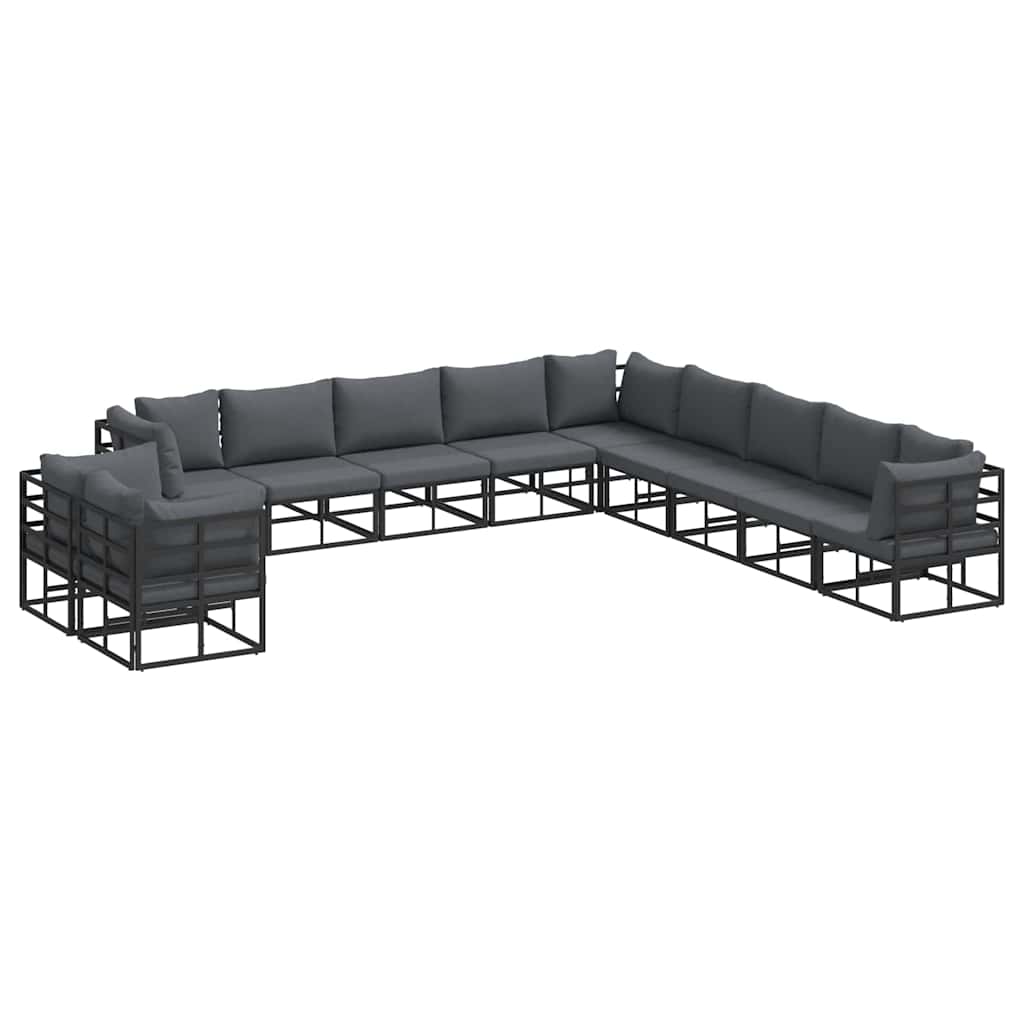 Tuin Sofa Set met kussen 11 pcs Zwart Aluminium