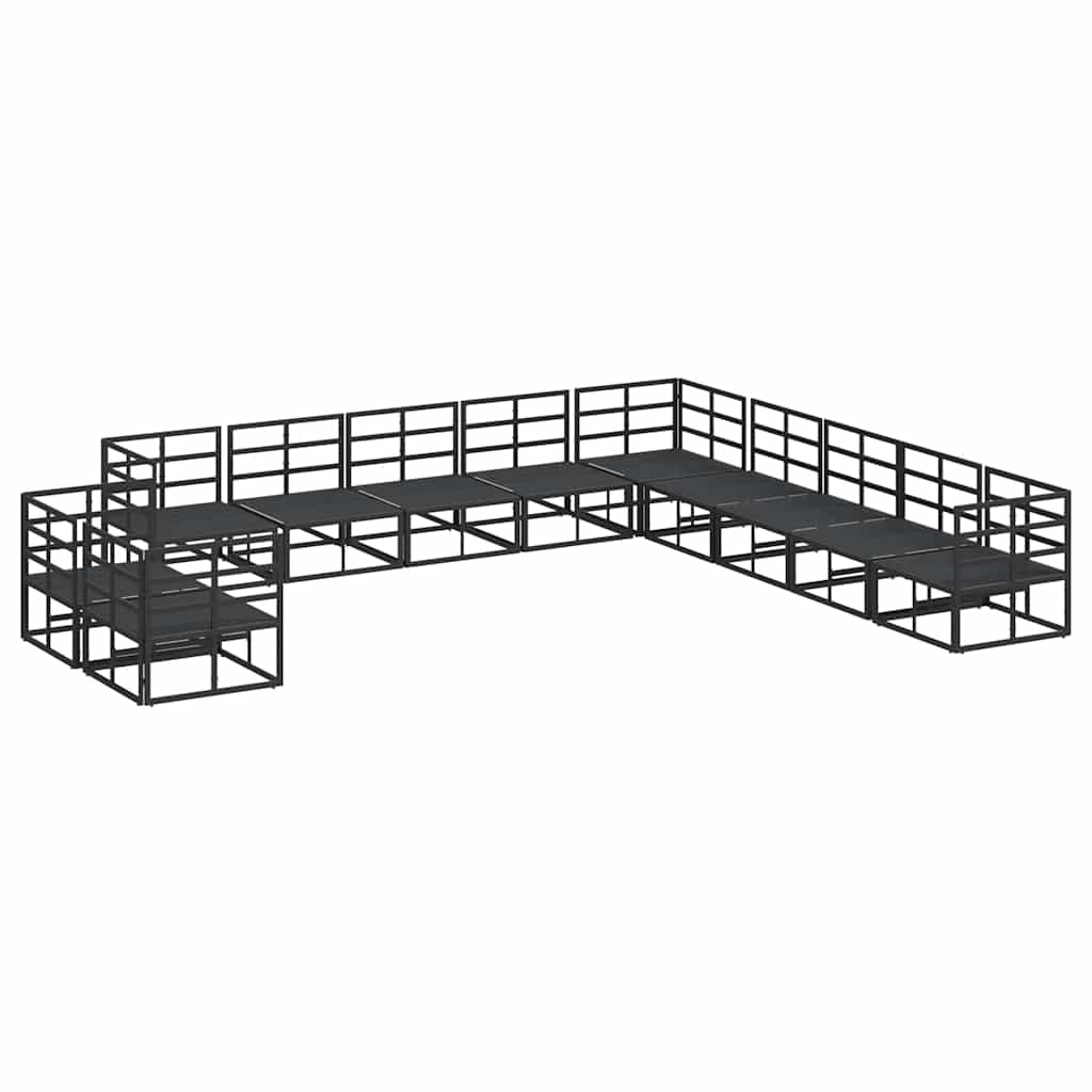 Tuin Sofa Set met kussen 11 pcs Zwart Aluminium