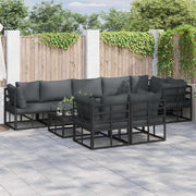 Tuin Sofa Set met kussen 8 pcs Zwart Aluminium