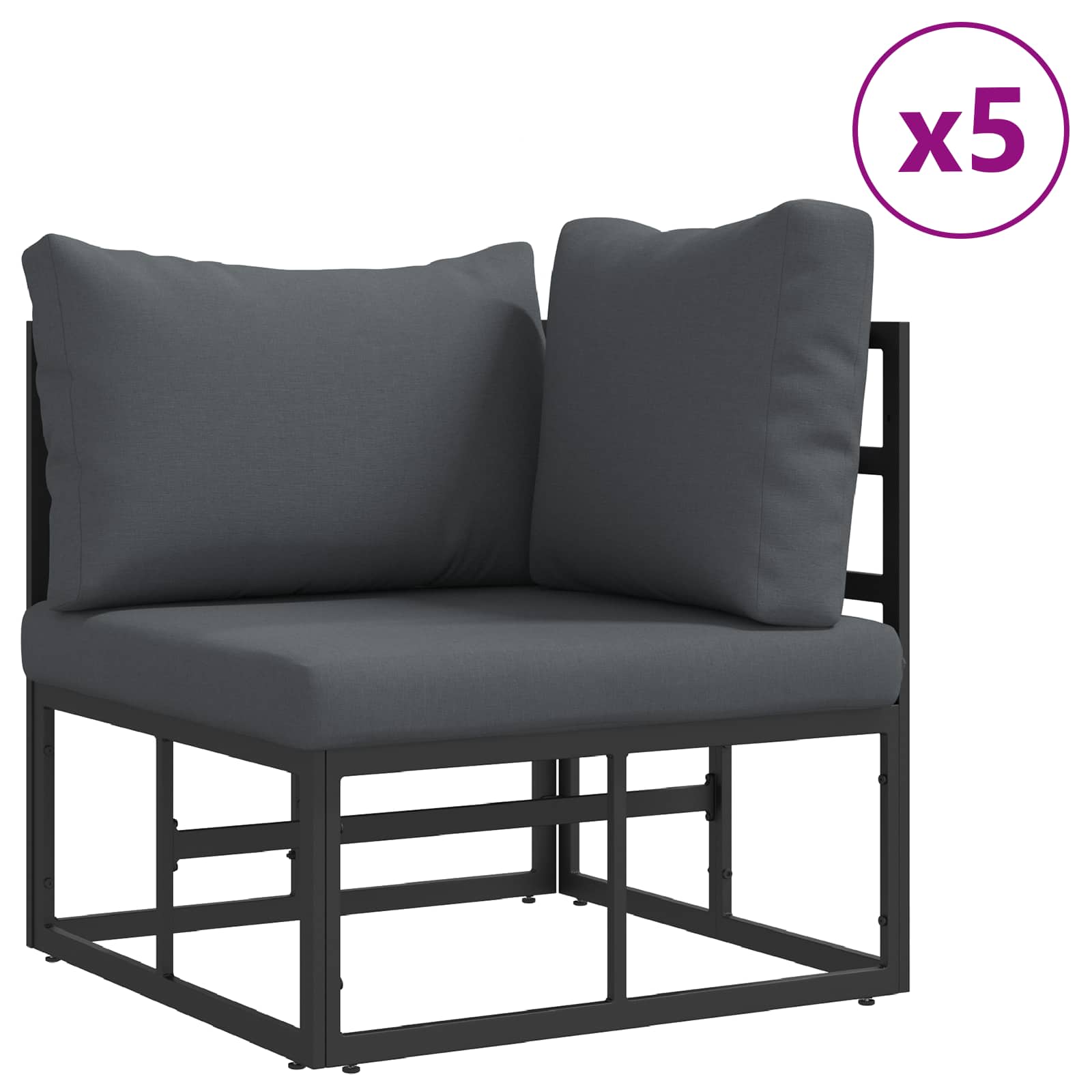Tuin Sofa Set met kussen 8 pcs Zwart Aluminium