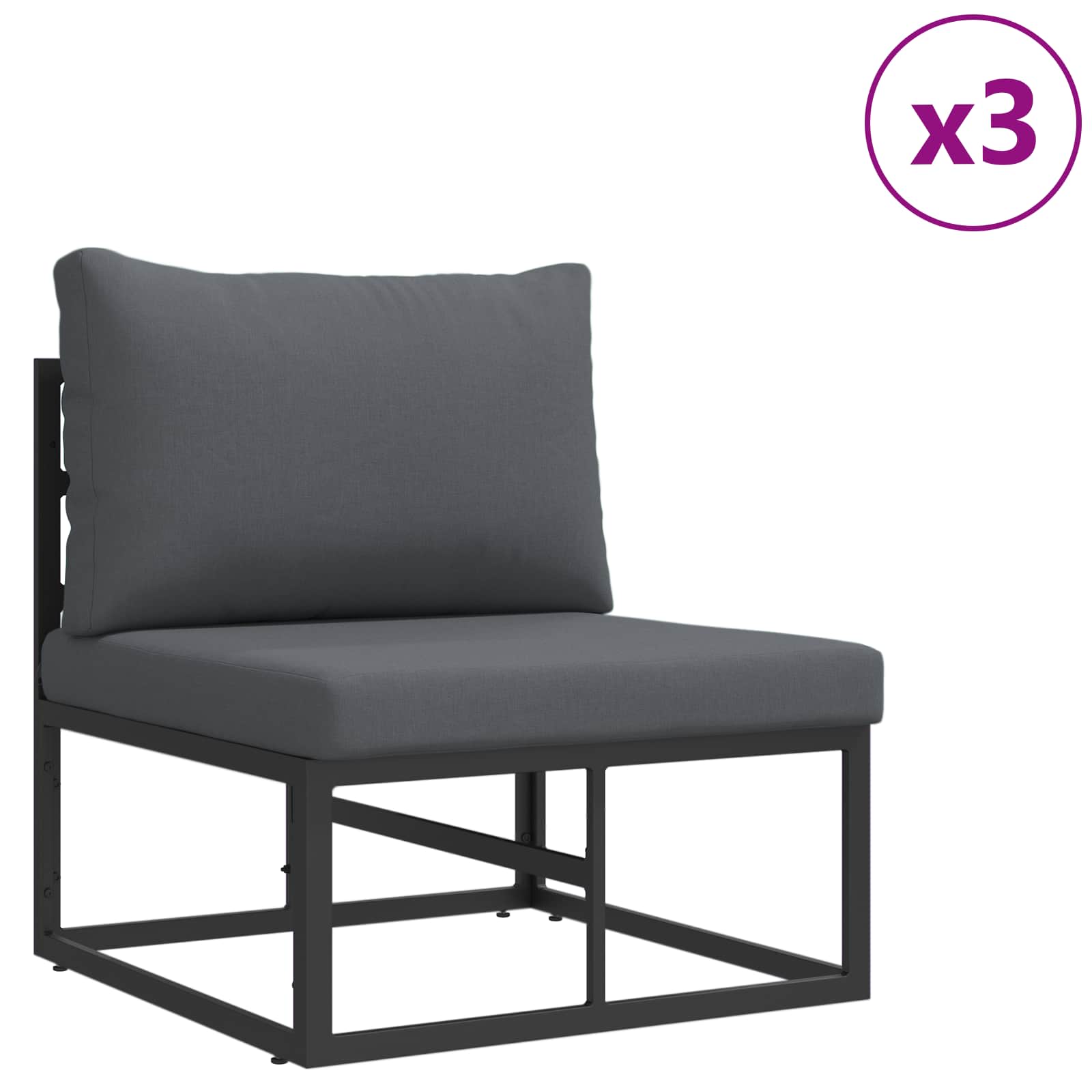Tuin Sofa Set met kussen 8 pcs Zwart Aluminium