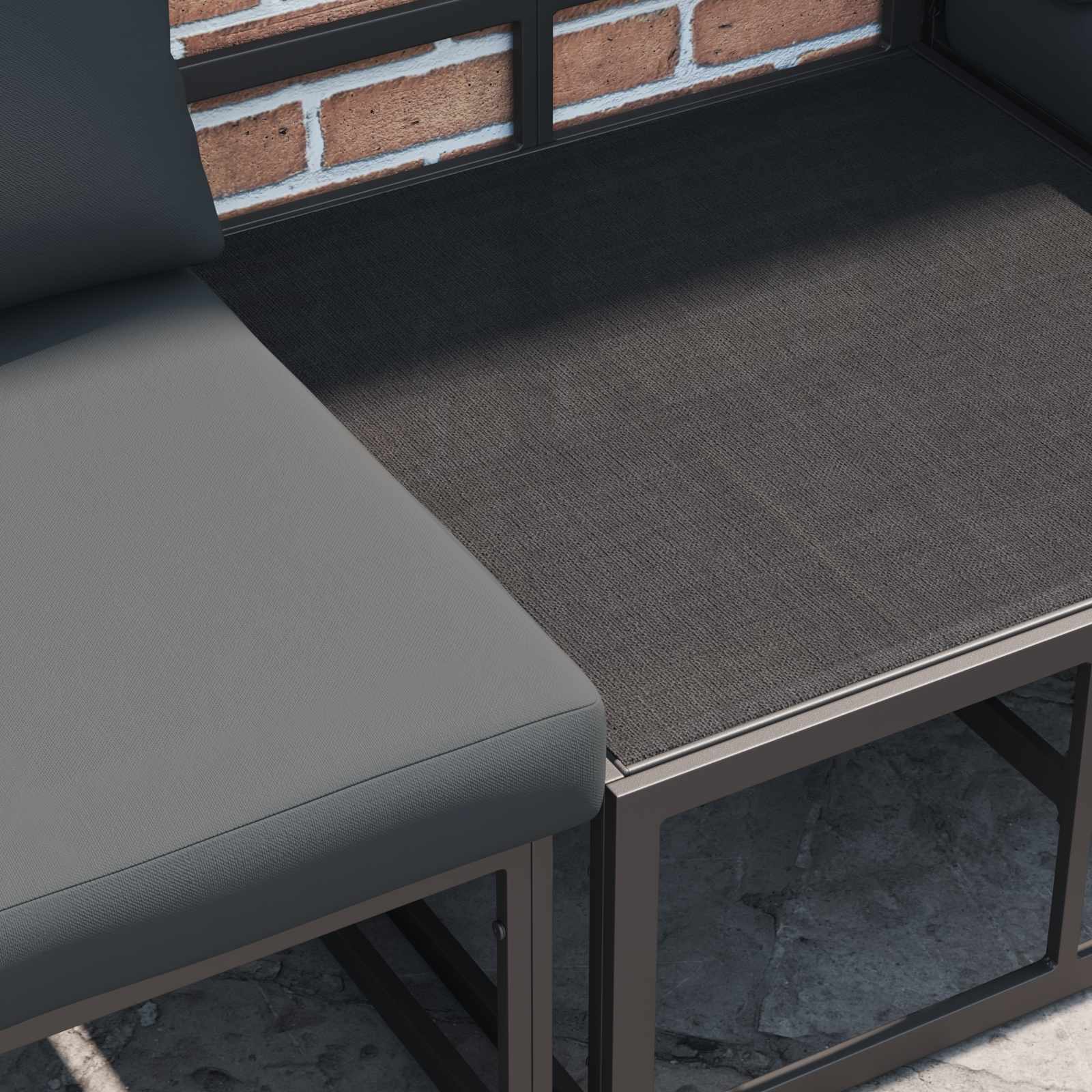 Tuin Sofa Set met kussen 8 pcs Zwart Aluminium