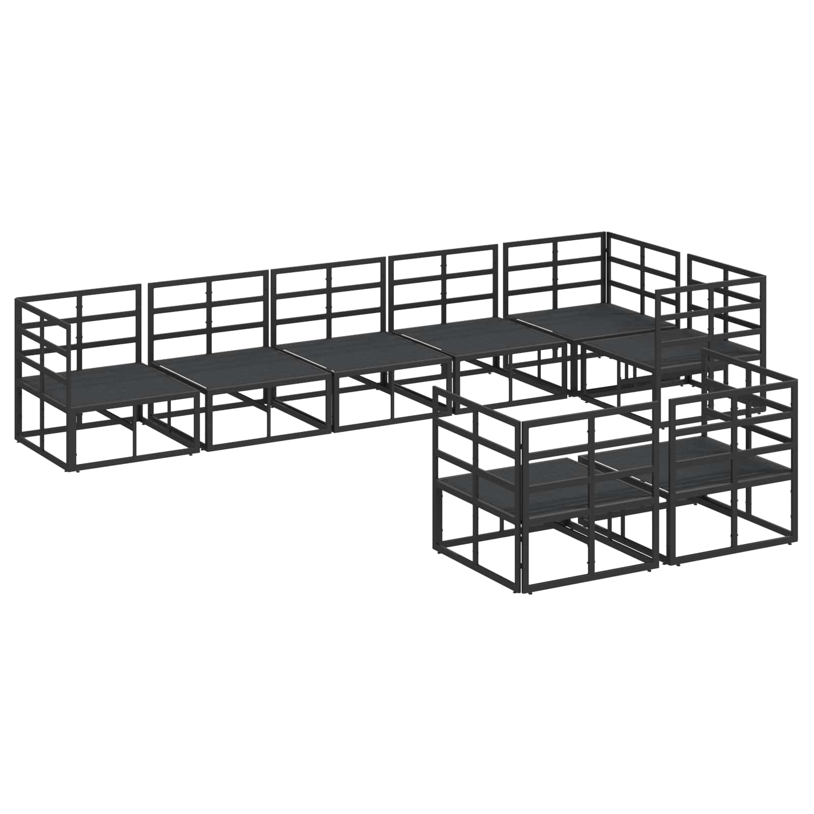 Tuin Sofa Set met kussen 8 pcs Zwart Aluminium