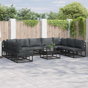 Tuin Sofa Set met kussen 9 pcs Zwart Aluminium