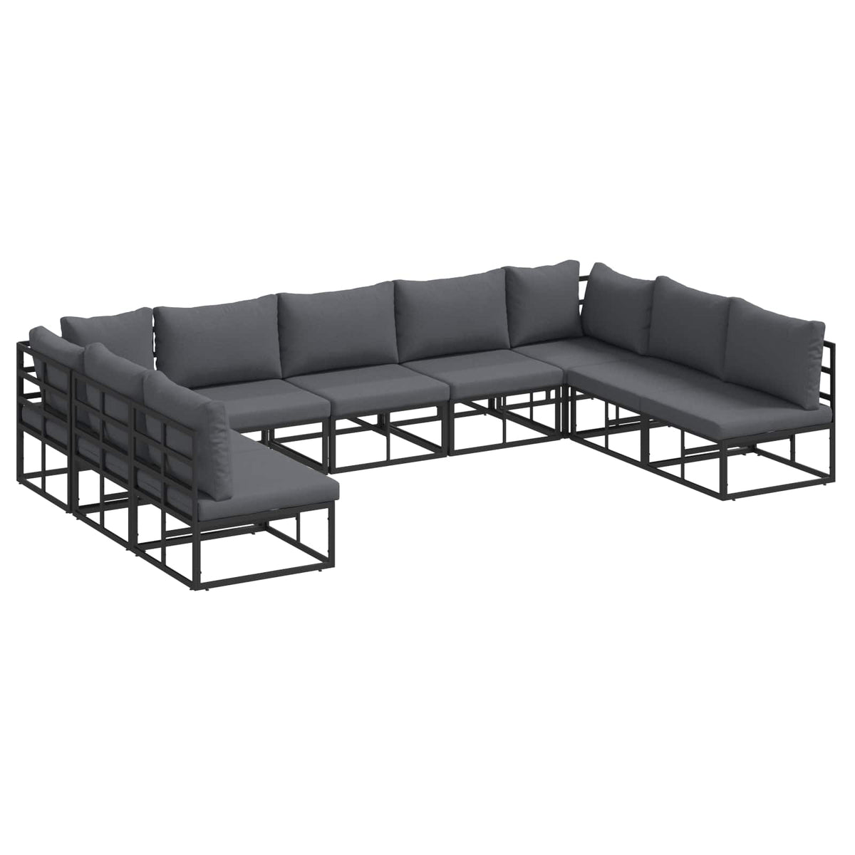 Tuin Sofa Set met kussen 9 pcs Zwart Aluminium