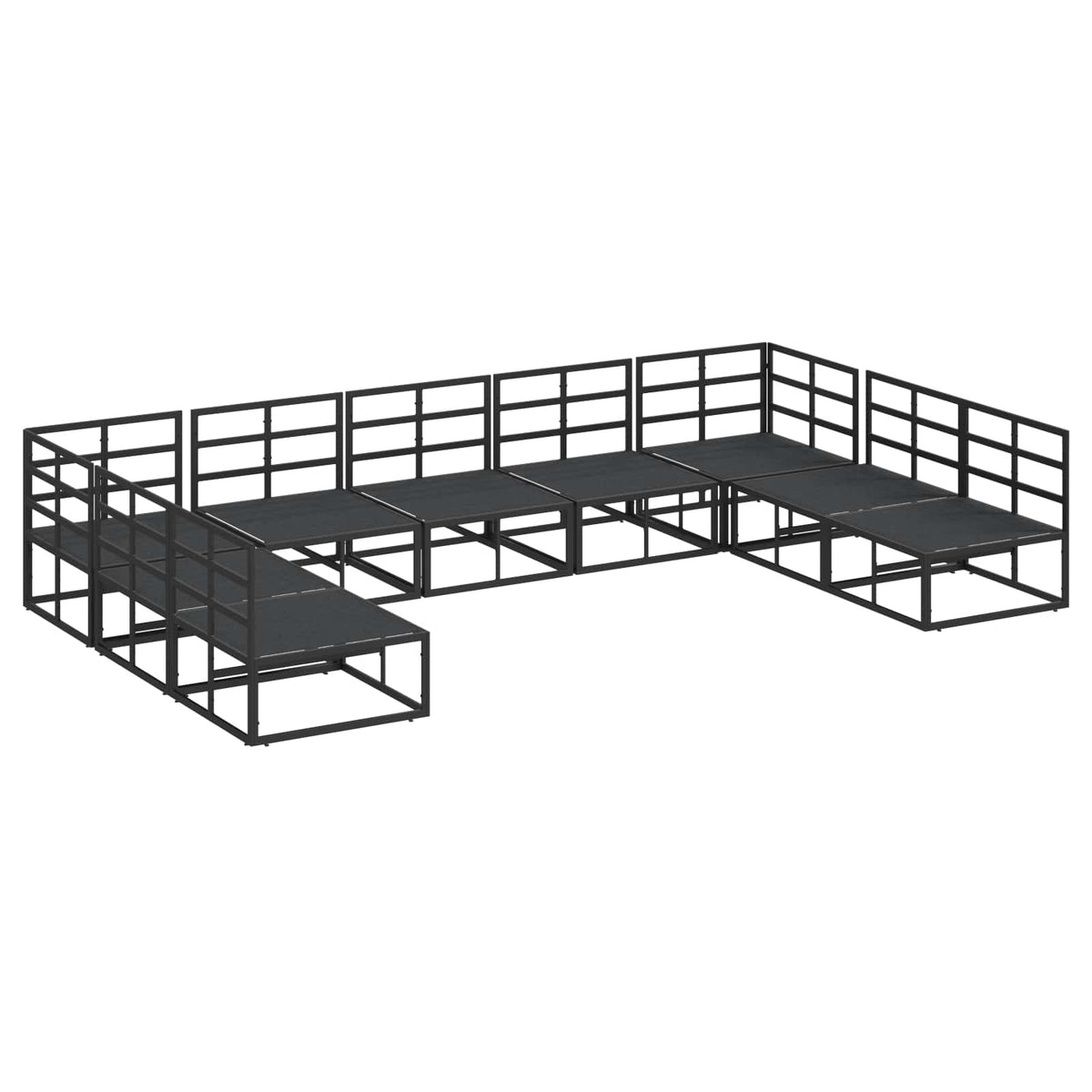 Tuin Sofa Set met kussen 9 pcs Zwart Aluminium