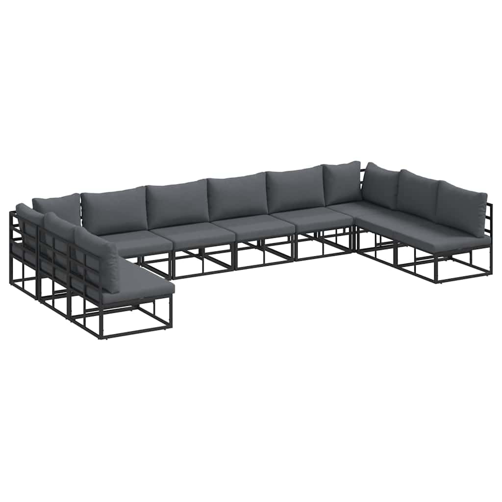 vidaXL Tuin Sofa Set met kussen 10 pcs Zwart Aluminium