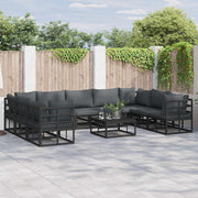 Tuin Sofa Set met kussen 9 pcs Zwart Aluminium