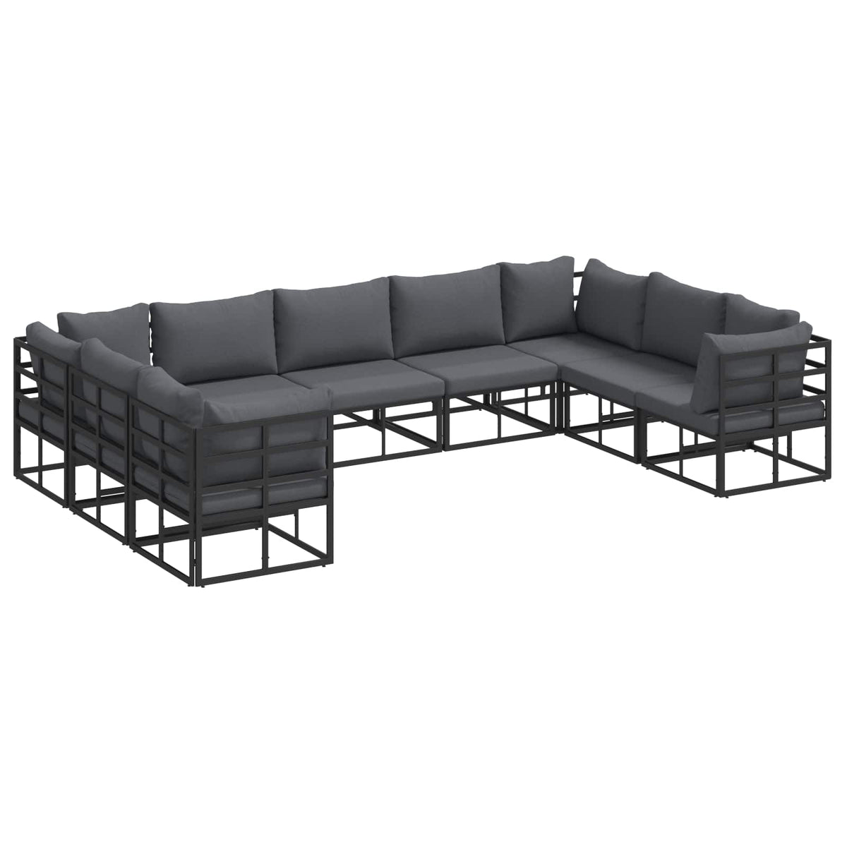 Tuin Sofa Set met kussen 9 pcs Zwart Aluminium