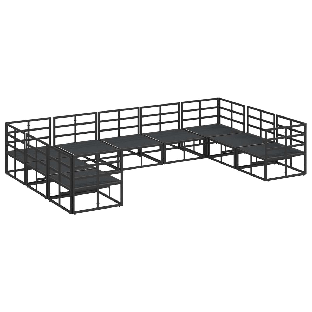 Tuin Sofa Set met kussen 9 pcs Zwart Aluminium